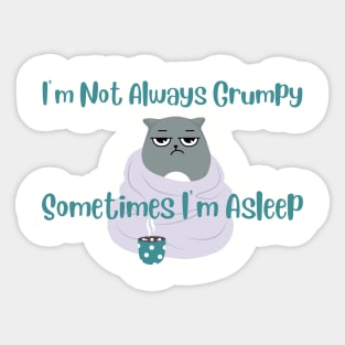 I'm Not Always Grumpy. Sometimes I'm Asleep Cat Shirt - Hilarious Cat Nap Tee, Perfect Casual Wear for Cat Lovers and Non-Morning Persons Sticker